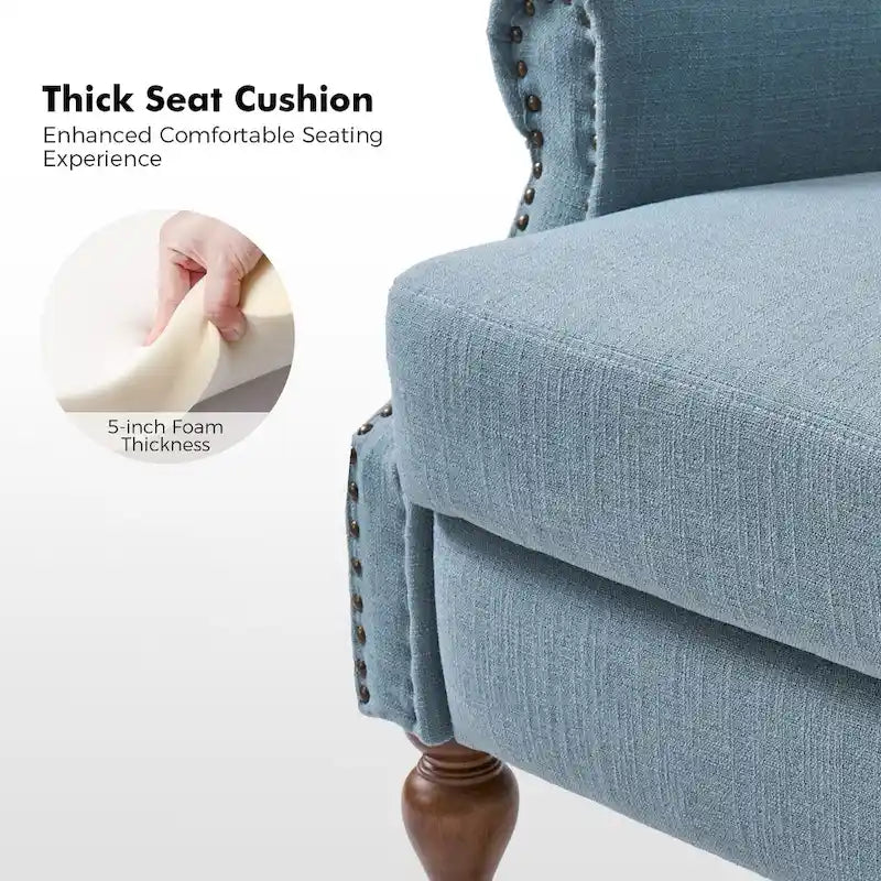 Sillón reclinable manual tradicional con brazos enrollados y patas de madera maciza