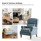 Sillón reclinable manual tradicional con brazos enrollados y patas de madera maciza