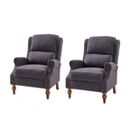 Sillón reclinable manual tradicional con brazos enrollados y patas de madera maciza