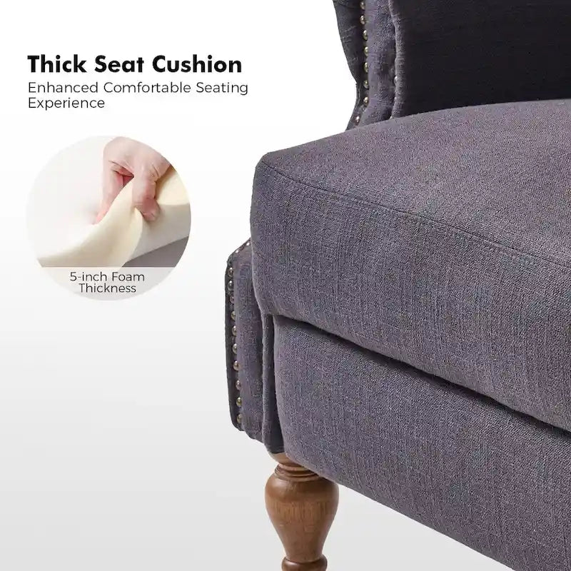 Sillón reclinable manual tradicional con brazos enrollados y patas de madera maciza