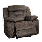 Sillón reclinable manual deslizante de 39 pulgadas, microfibra marrón, madera maciza