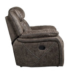 Sillón reclinable manual deslizante de 39 pulgadas, microfibra marrón, madera maciza