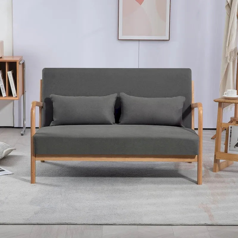 Sofá auxiliar tapizado de estilo escandinavo de madera maciza para 2
