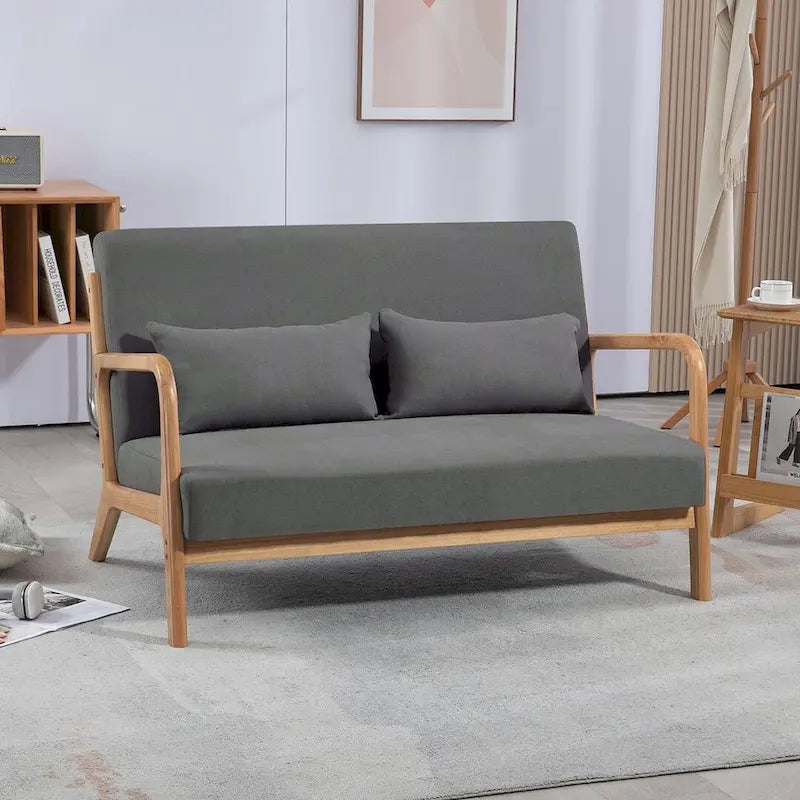 Sofá auxiliar tapizado de estilo escandinavo de madera maciza para 2