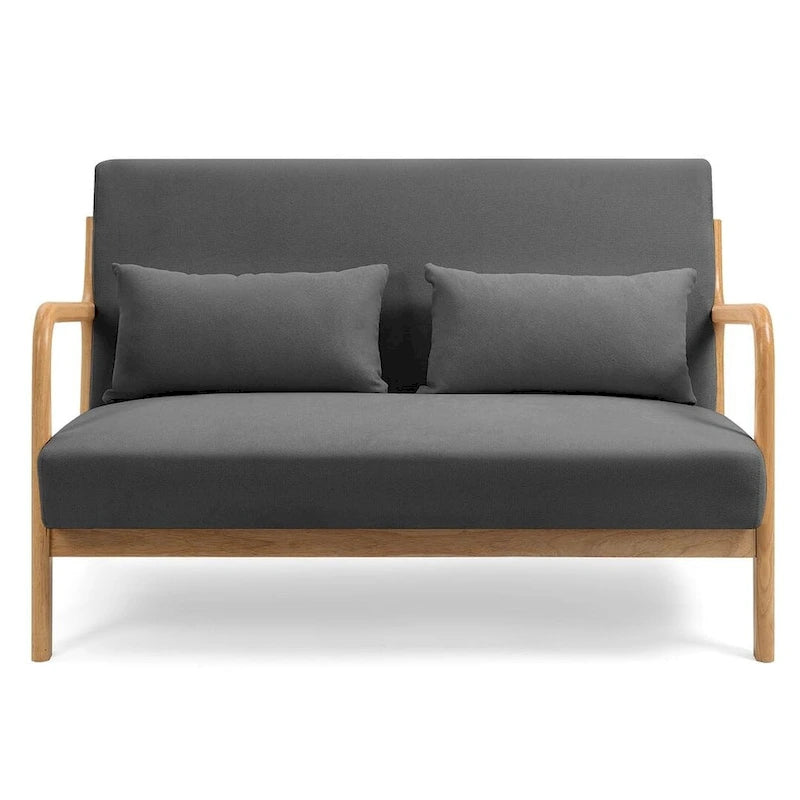 Sofá auxiliar tapizado de estilo escandinavo de madera maciza para 2