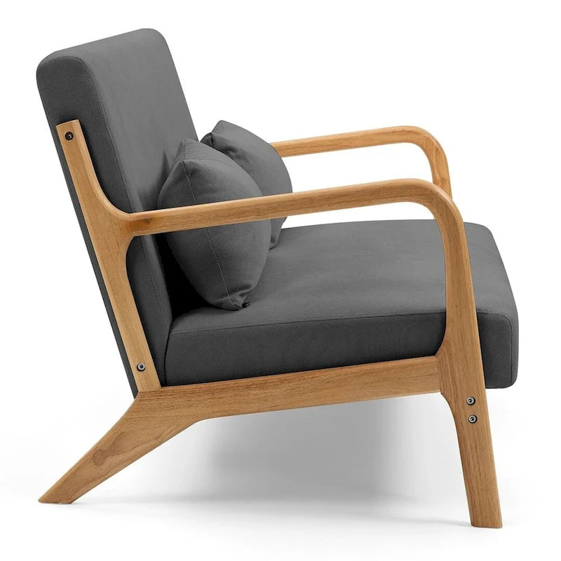 Sofá auxiliar tapizado de estilo escandinavo de madera maciza para 2