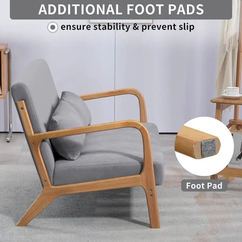 Sofá auxiliar tapizado de estilo escandinavo de madera maciza para 2