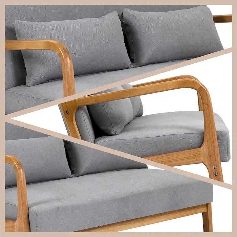 Sofá auxiliar tapizado de estilo escandinavo de madera maciza para 2