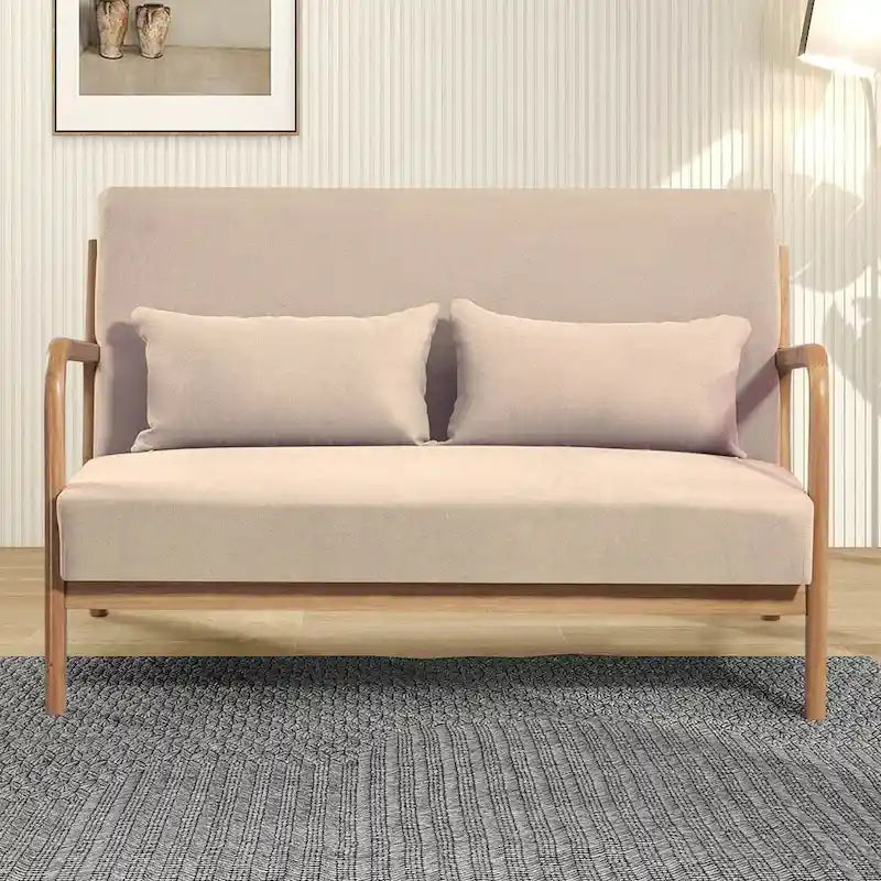 Sofá auxiliar tapizado de estilo escandinavo de madera maciza para 2