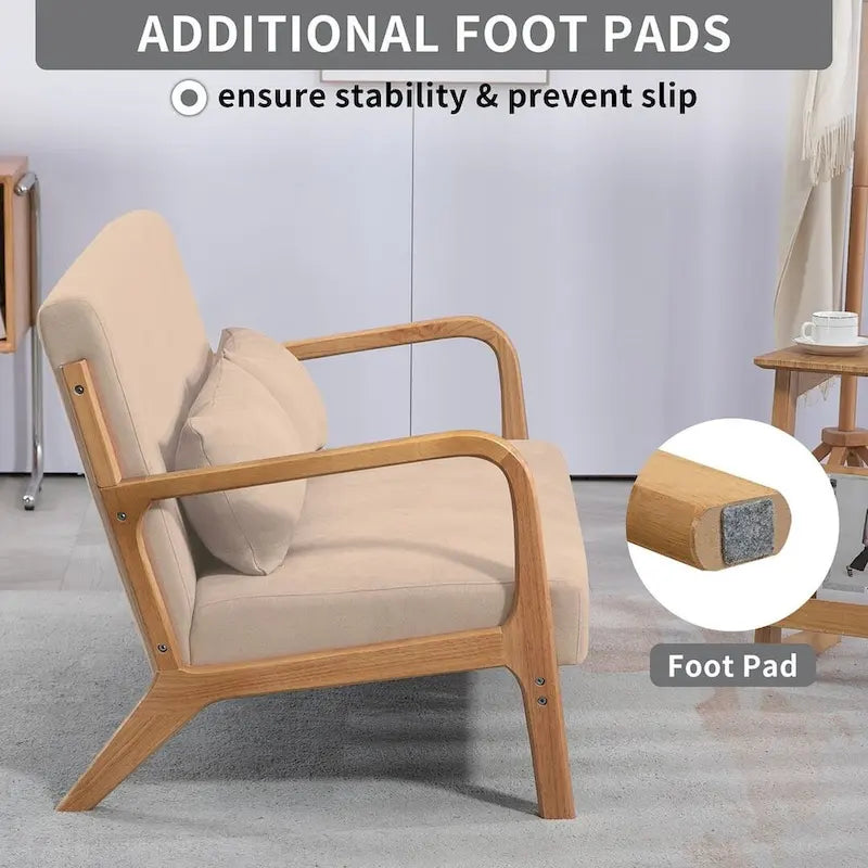 Sofá auxiliar tapizado de estilo escandinavo de madera maciza para 2