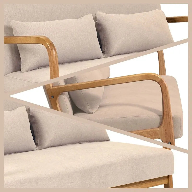 Sofá auxiliar tapizado de estilo escandinavo de madera maciza para 2