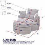 Sillón giratorio de gran tamaño con otomana de almacenamiento Moon con 4 almohadas