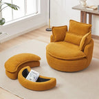 Sillón giratorio de gran tamaño con otomana de almacenamiento Moon con 4 almohadas