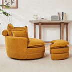 Sillón giratorio de gran tamaño con otomana de almacenamiento Moon con 4 almohadas