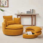 Sillón giratorio de gran tamaño con otomana de almacenamiento Moon con 4 almohadas