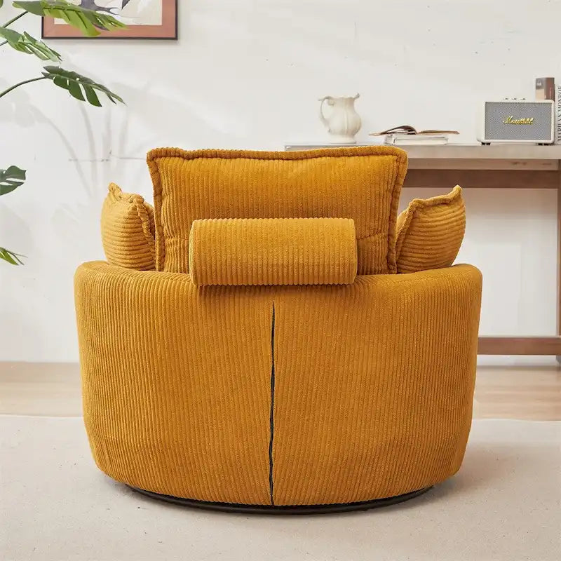 Sillón giratorio de gran tamaño con otomana de almacenamiento Moon con 4 almohadas