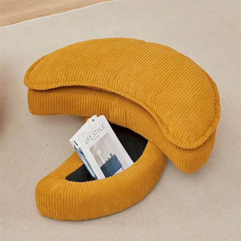 Sillón giratorio de gran tamaño con otomana de almacenamiento Moon con 4 almohadas