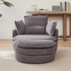 Sillón giratorio de gran tamaño con otomana de almacenamiento Moon con 4 almohadas