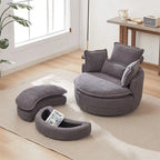 Sillón giratorio de gran tamaño con otomana de almacenamiento Moon con 4 almohadas