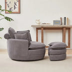 Sillón giratorio de gran tamaño con otomana de almacenamiento Moon con 4 almohadas