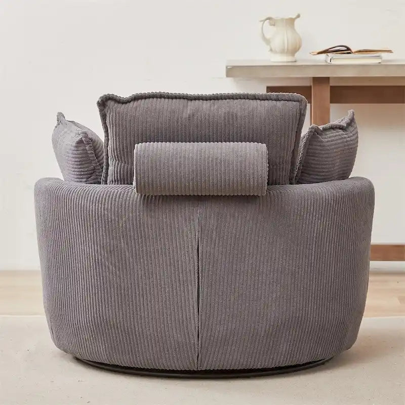 Sillón giratorio de gran tamaño con otomana de almacenamiento Moon con 4 almohadas