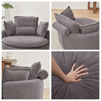 Sillón giratorio de gran tamaño con otomana de almacenamiento Moon con 4 almohadas