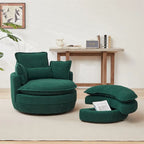 Sillón giratorio de gran tamaño con otomana de almacenamiento Moon con 4 almohadas