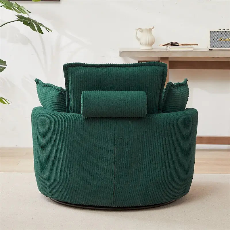 Sillón giratorio de gran tamaño con otomana de almacenamiento Moon con 4 almohadas