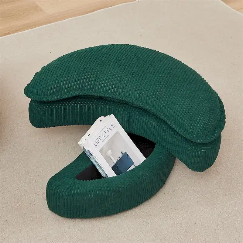 Sillón giratorio de gran tamaño con otomana de almacenamiento Moon con 4 almohadas