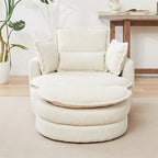 Sillón giratorio de gran tamaño con otomana de almacenamiento Moon con 4 almohadas