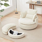 Sillón giratorio de gran tamaño con otomana de almacenamiento Moon con 4 almohadas