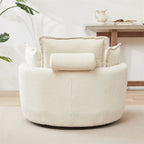 Sillón giratorio de gran tamaño con otomana de almacenamiento Moon con 4 almohadas