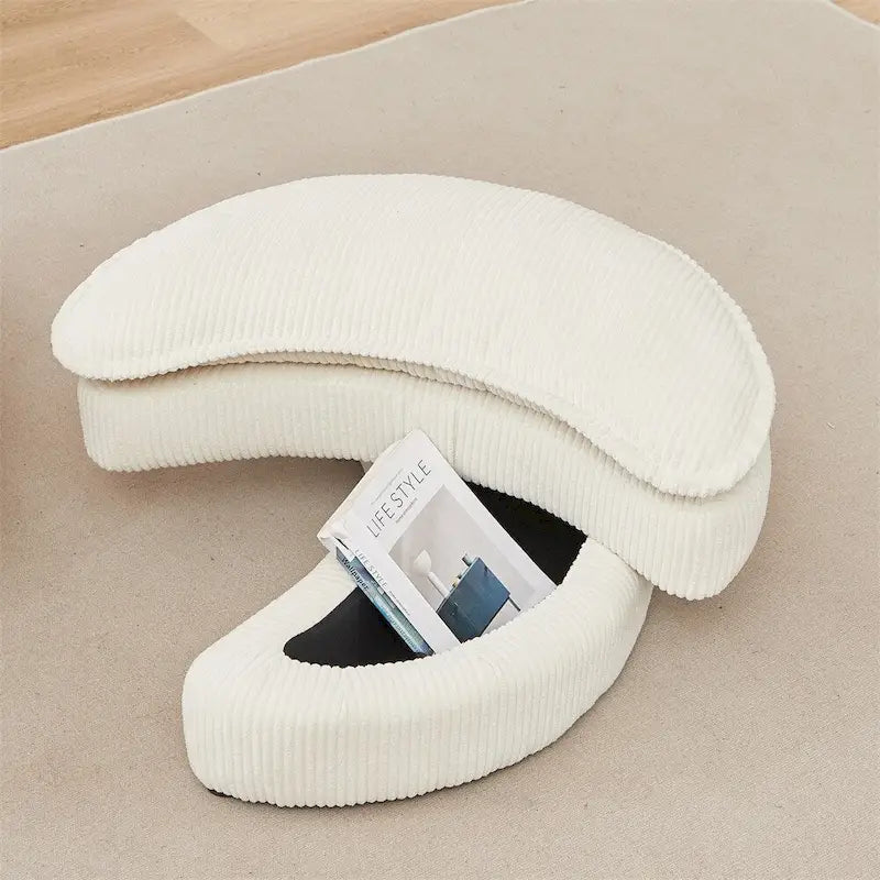 Sillón giratorio de gran tamaño con otomana de almacenamiento Moon con 4 almohadas