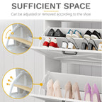 Armario de almacenamiento de zapatos de granja con banco para zapatos, almacenamiento de zapatos para entrada con 2 cajones abatibles para 16 pares - 9.4W x 47.1L x 41.3H