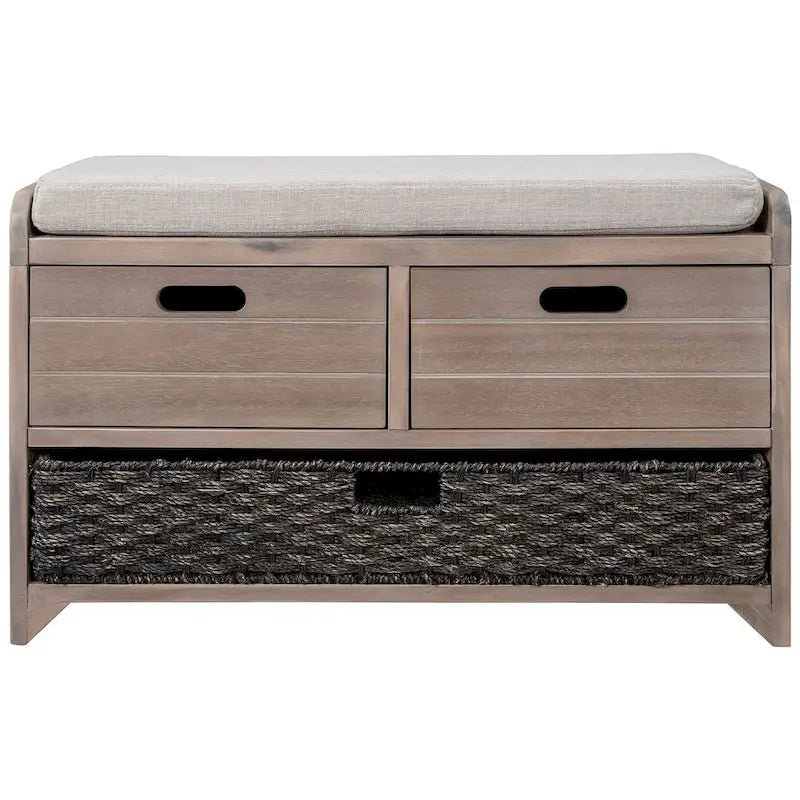 Banco de almacenamiento de madera maciza con 3 cajones
