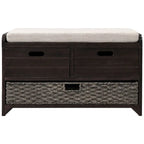Banco de almacenamiento de madera maciza con 3 cajones
