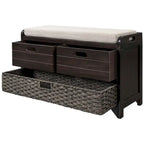 Banco de almacenamiento de madera maciza con 3 cajones