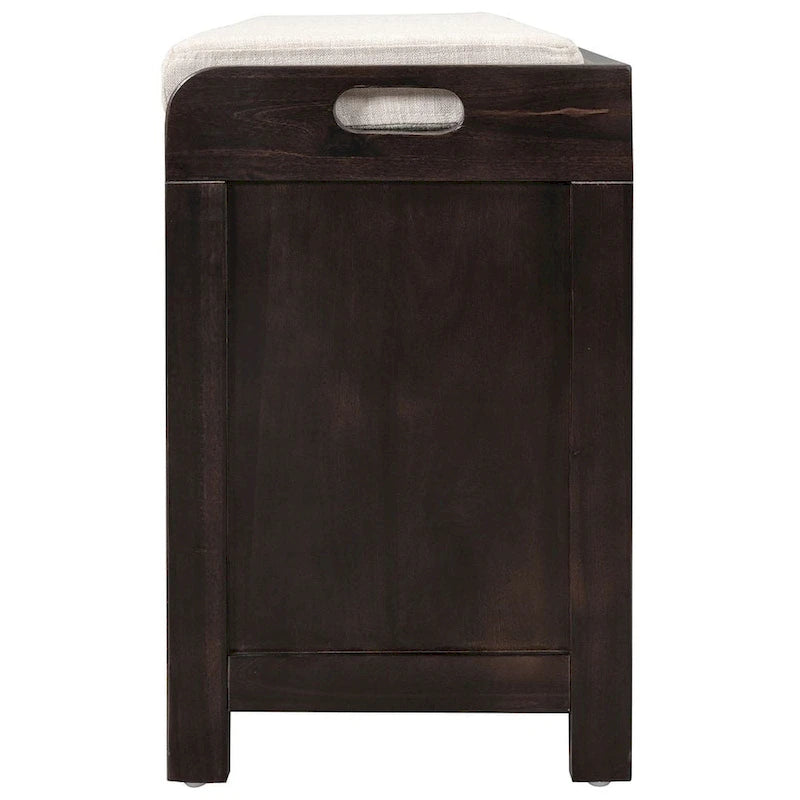 Banco de almacenamiento de madera maciza con 3 cajones