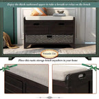 Banco de almacenamiento de madera maciza con 3 cajones