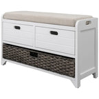 Banco de almacenamiento de madera maciza con 3 cajones