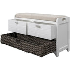 Banco de almacenamiento de madera maciza con 3 cajones