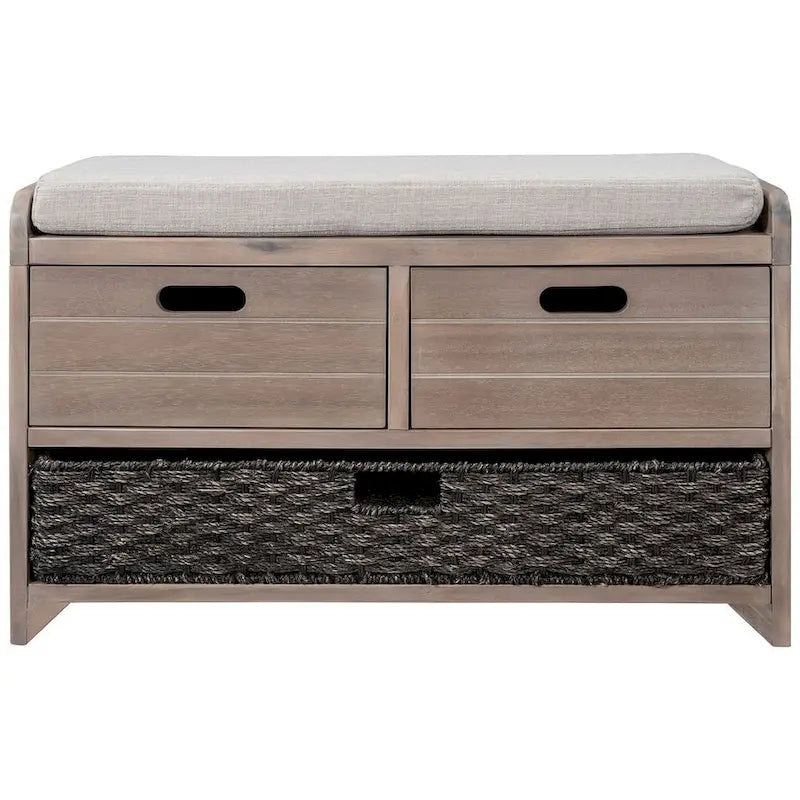 Banco de almacenamiento de madera maciza con 3 cajones