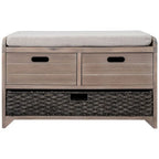 Banco de almacenamiento de madera maciza con 3 cajones