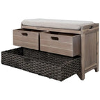 Banco de almacenamiento de madera maciza con 3 cajones