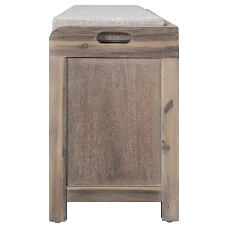 Banco de almacenamiento de madera maciza con 3 cajones