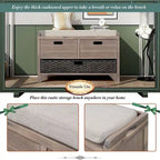 Banco de almacenamiento de madera maciza con 3 cajones