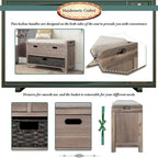 Banco de almacenamiento de madera maciza con 3 cajones