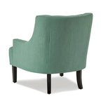 Sillón decorativo de chenilla color cerceta con respaldo capitoné
