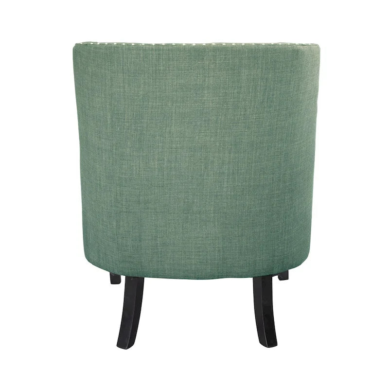 Sillón decorativo de chenilla color cerceta con respaldo capitoné