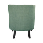 Sillón decorativo de chenilla color cerceta con respaldo capitoné